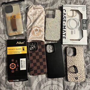 Assorted Phone Cases and Accessories - Black, Brown, Beige, Glitter